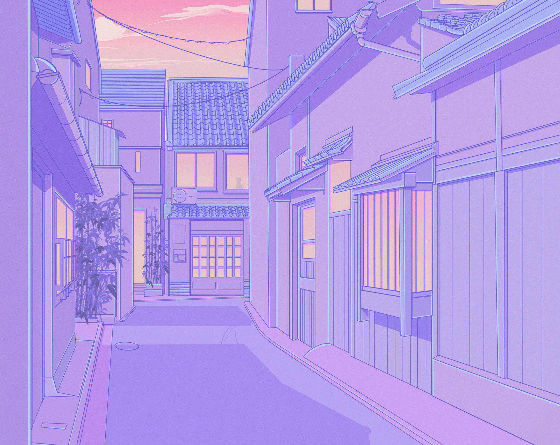 The Tranquility Of Pastel Hues - A Stroll Through Traditional Japanese Houses Background