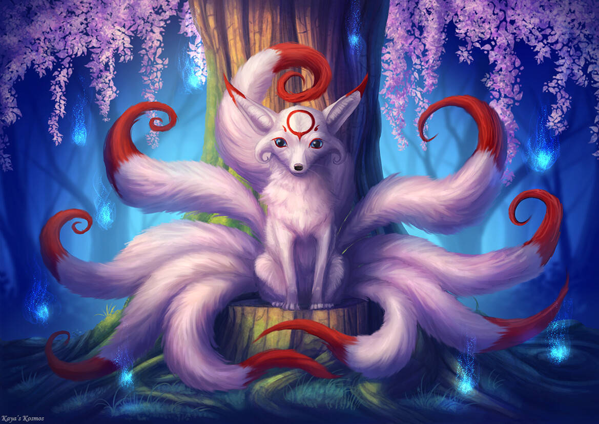 The Tree Nine Tailed Fox Background