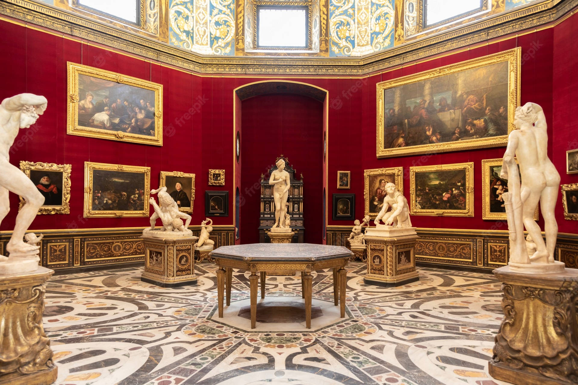 The Tribune Inside Uffizi Gallery Background