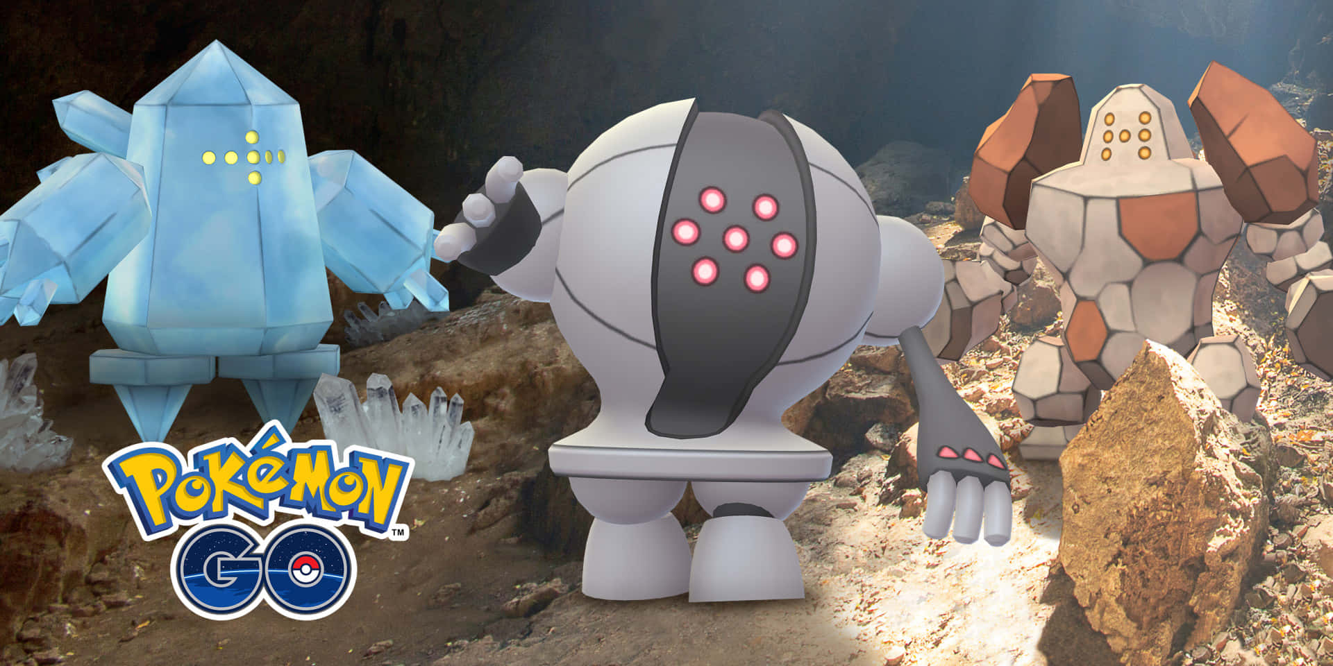 The Trio Of Legendary Titans: Regice, Registeel, And Regirock Background