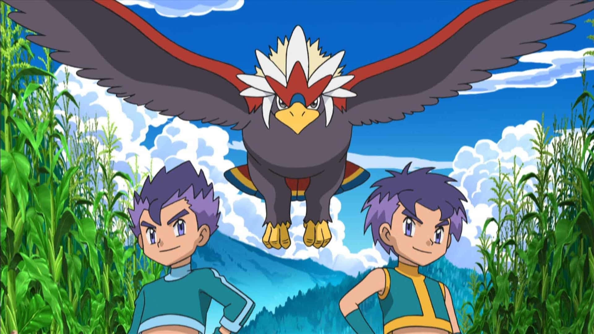 The Twin Trainers With Their Majestic Braviary Poses For A Win Background