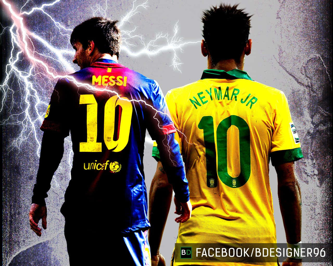 The Two Football Stars, Lionel Messi And Neymar Jr. Background