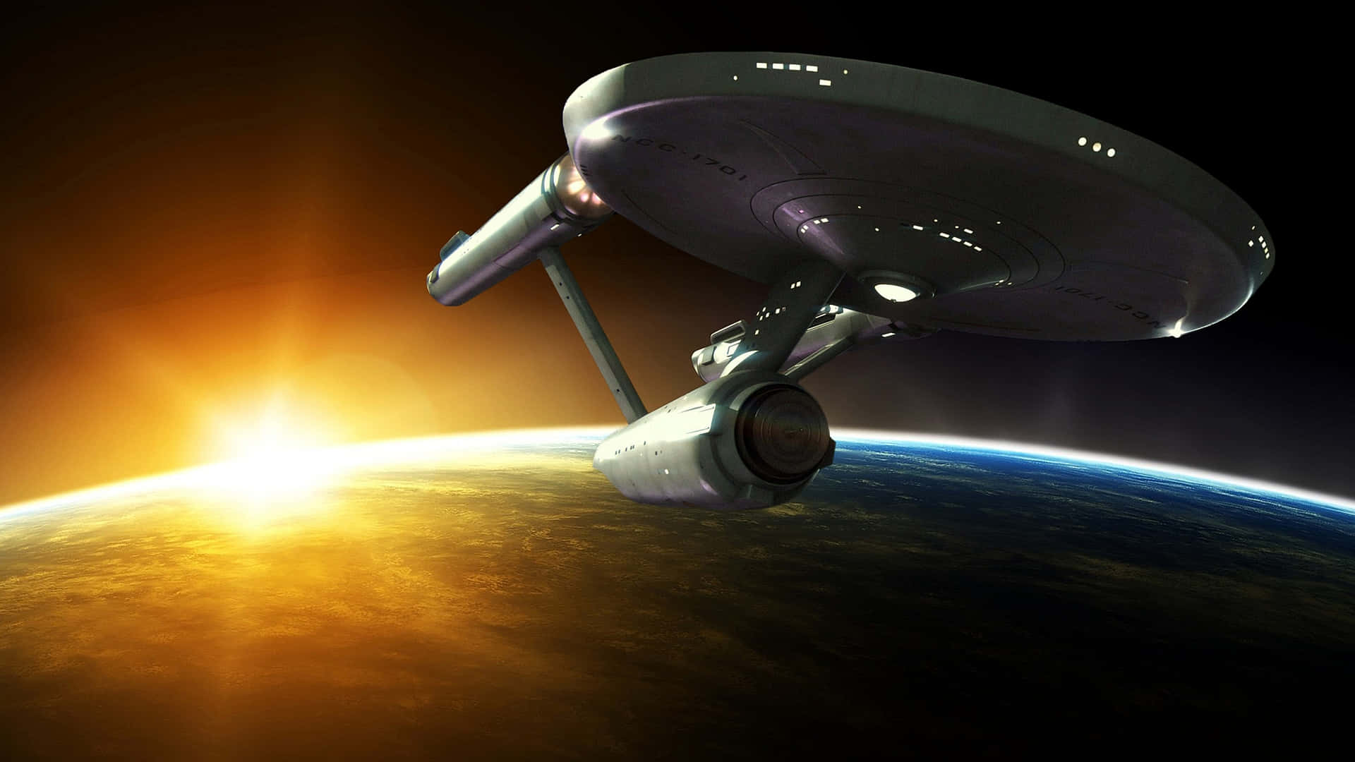 The U.s.s. Enterprise-d Treks Through Space Background