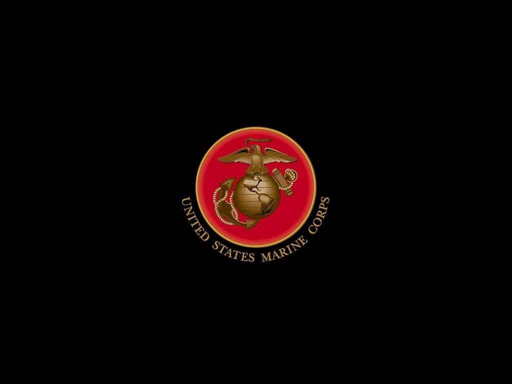 The Us Marine Corps Logo On A Black Background Background