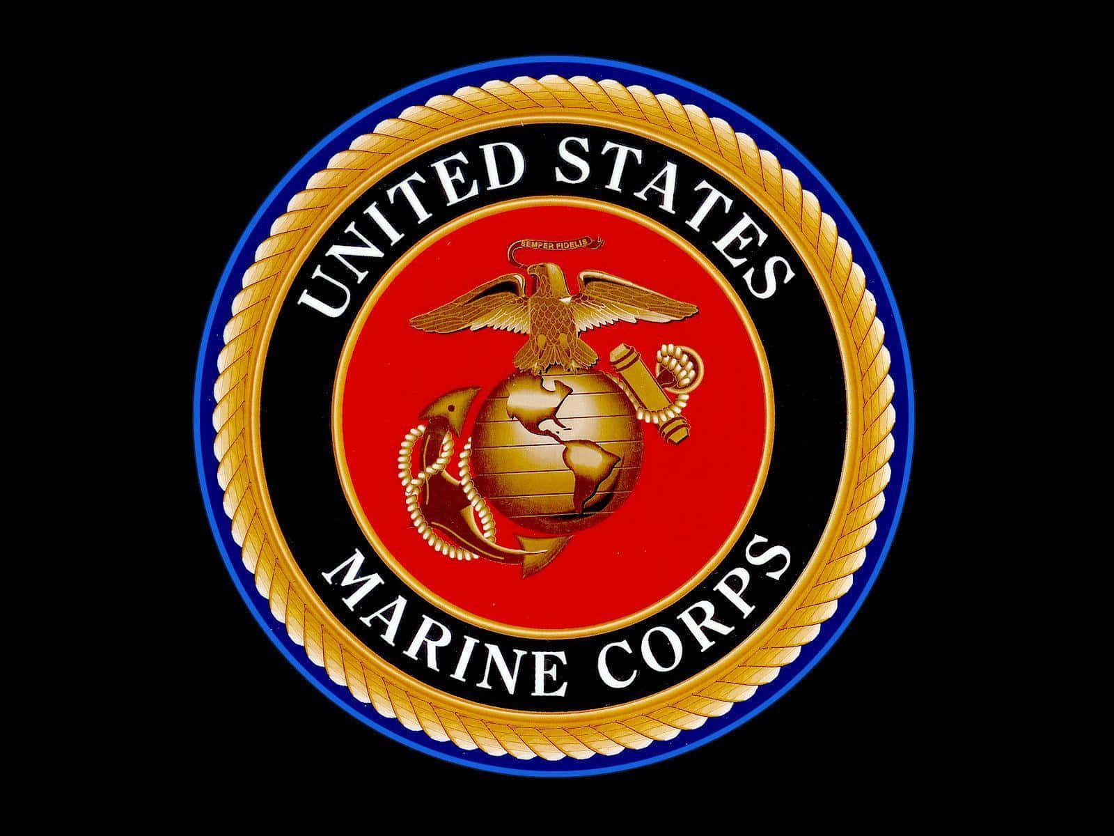 The Us Marine Corps Logo On A Black Background Background