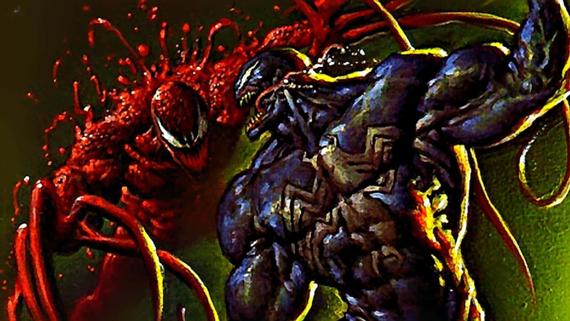 The Venom And Carnage Symbiotes Face Off In Epic Battle Background