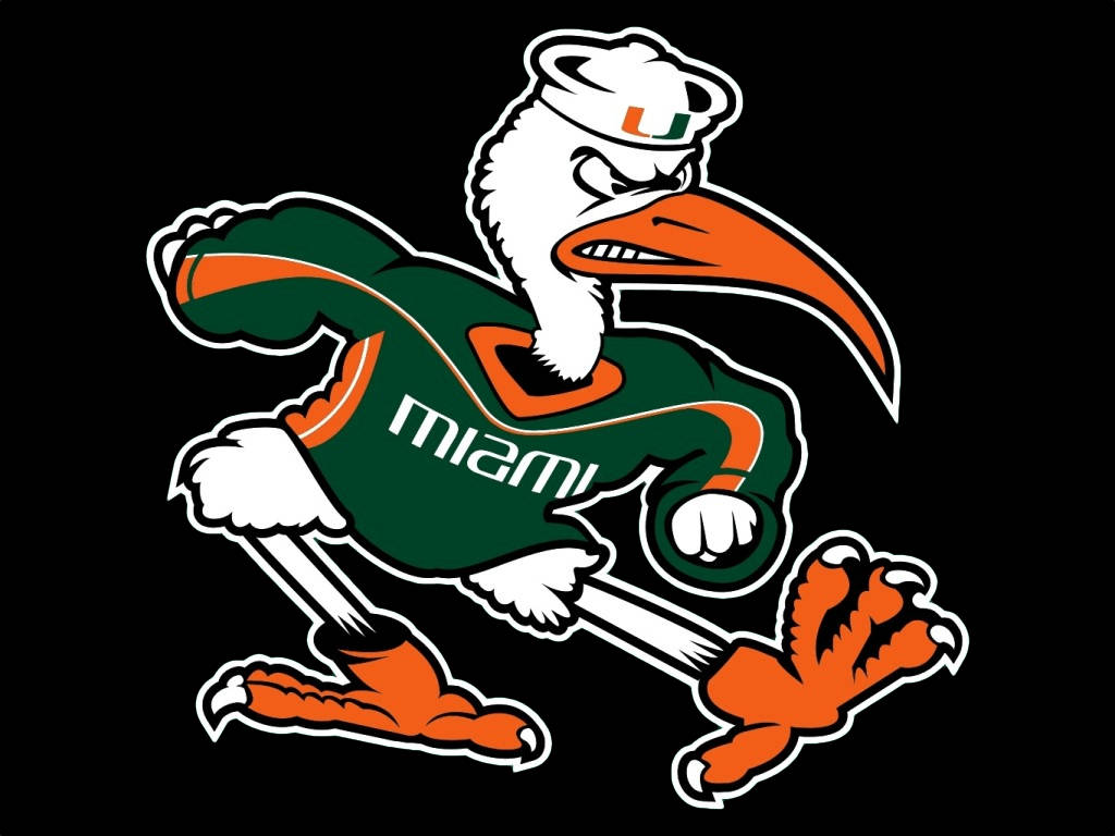 The Vibrant Mascot Of The University Of Miami In Full Costume Background