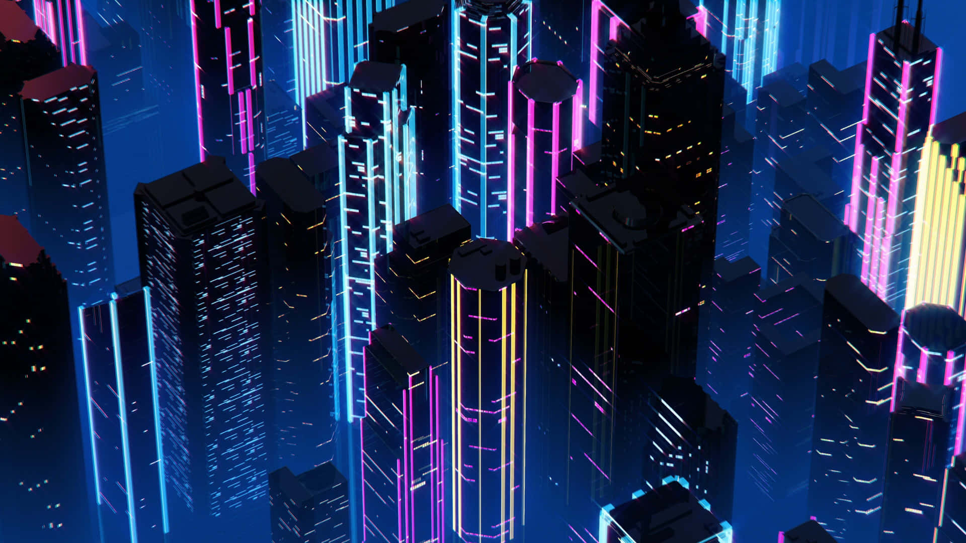 The Vibrant Neon Lights Of Synthwave City. Background