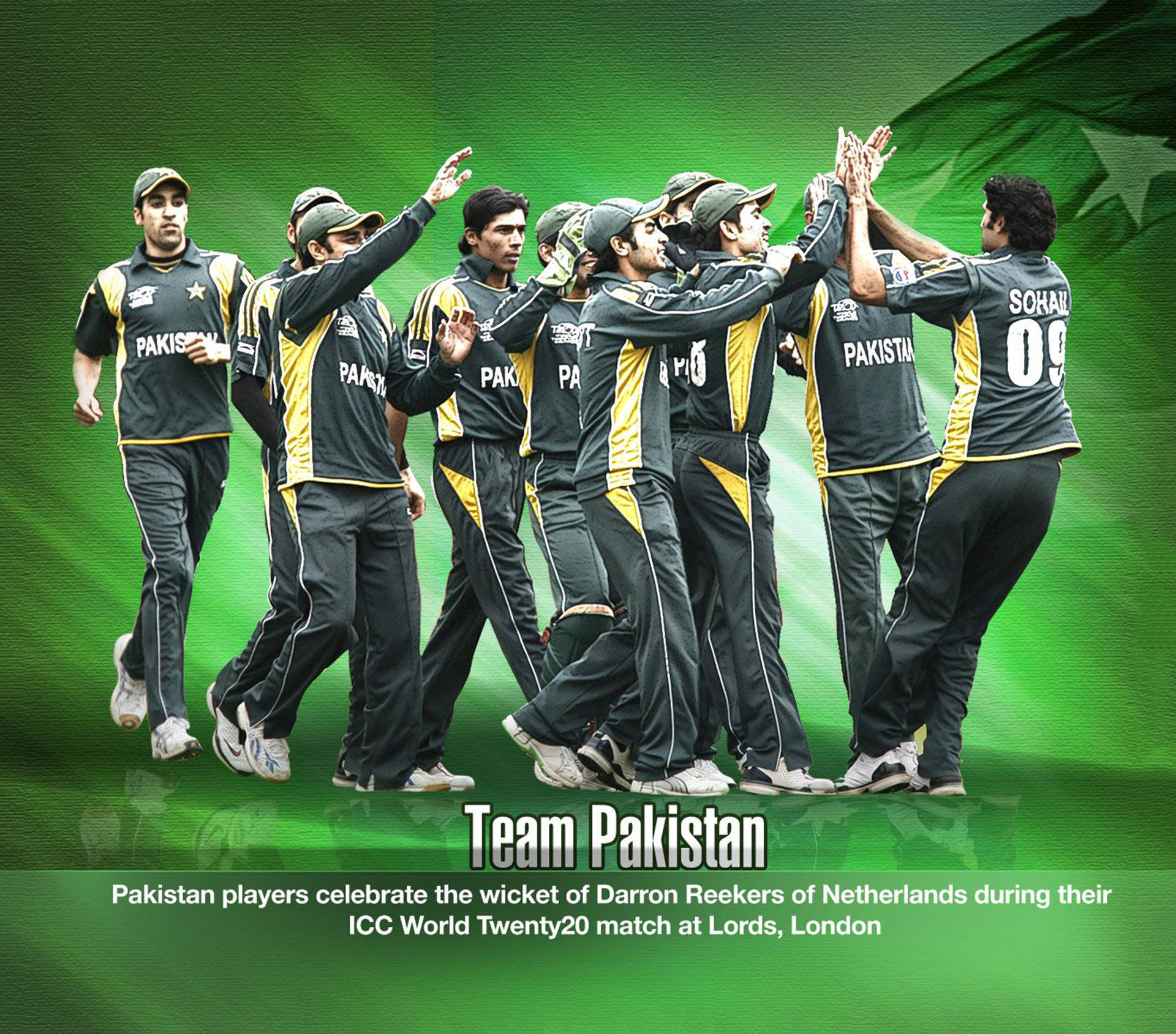 The Victorious Team- Pakistan Cricket Squad In Action Background