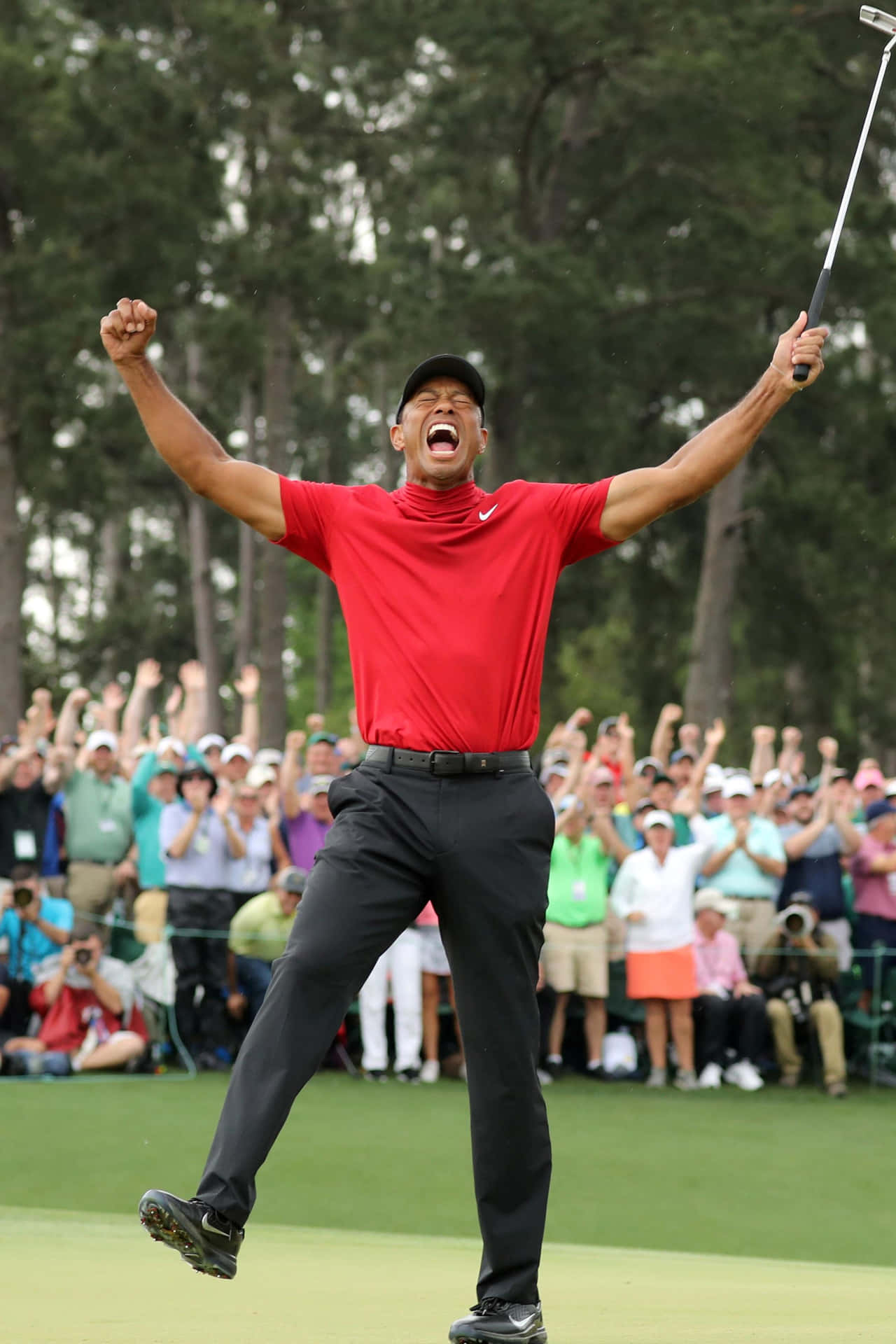 The Victory Of Tiger Woods Iphone Background