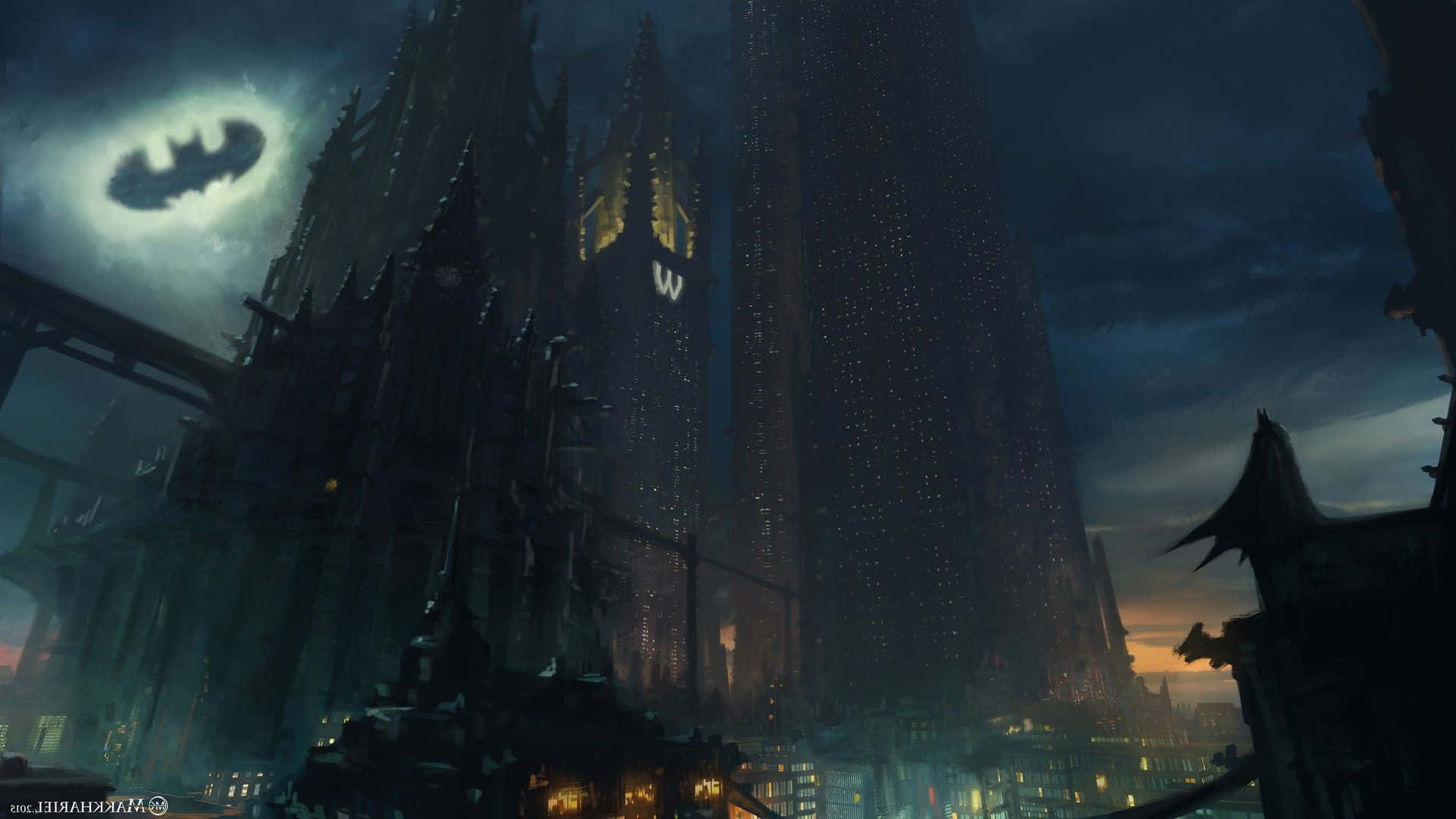 The View From Above - Witness The Glorious Landscape Of Gotham City Background