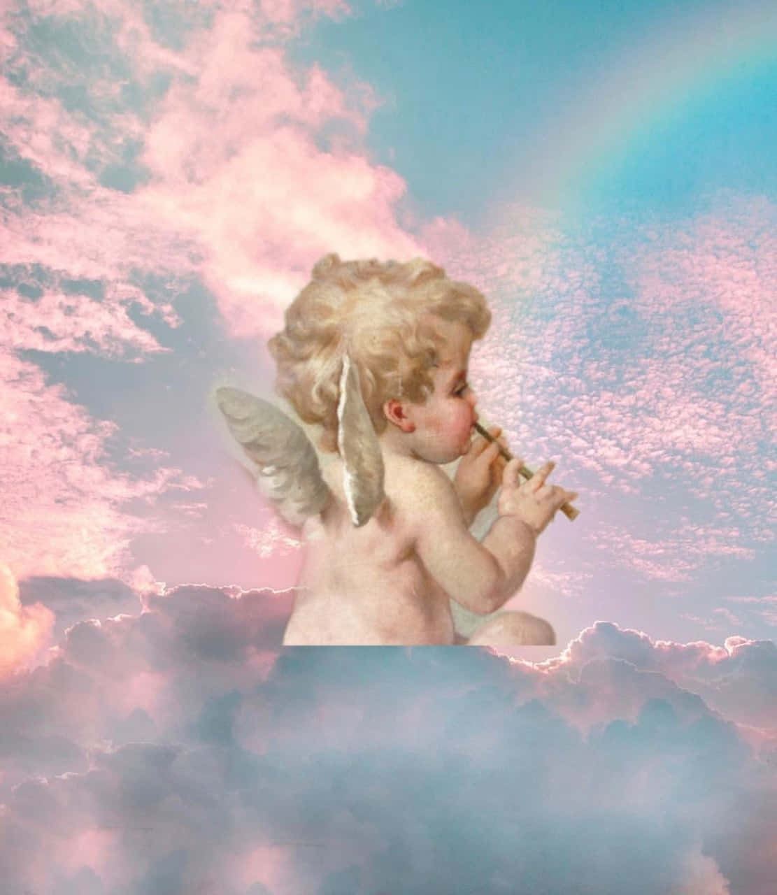 The Vintage Angel Adorns A Beautiful Feathery Dress Background