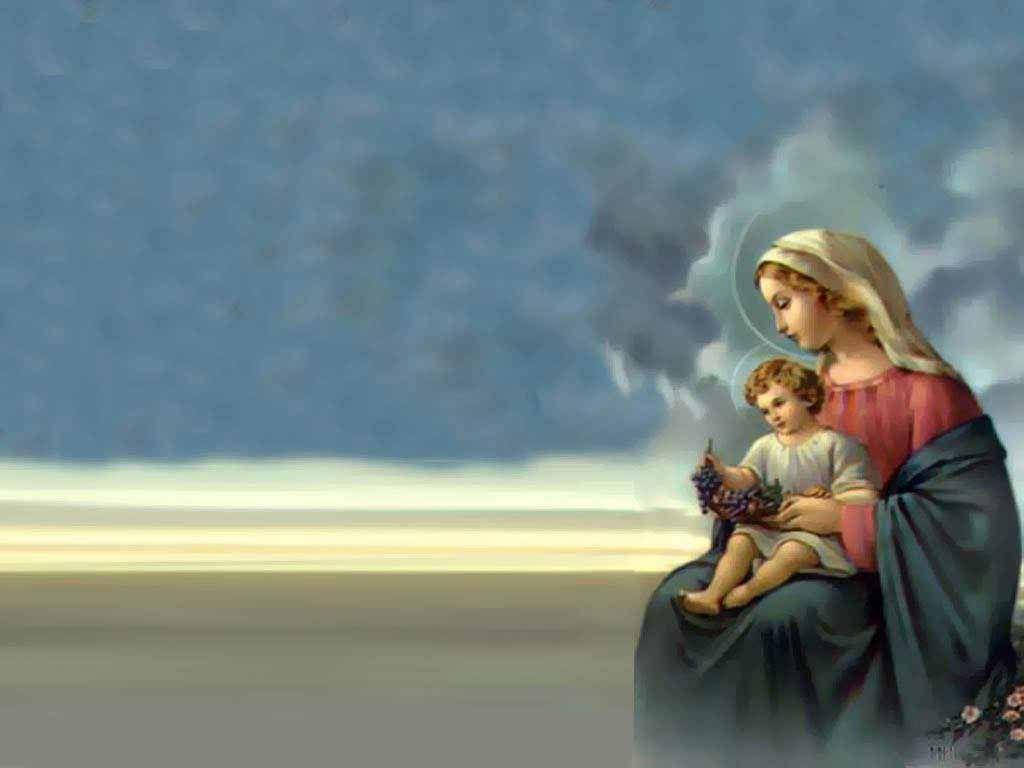 The Virgin Mary And Baby Jesus Background