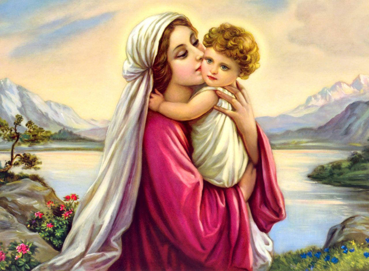 The Virgin Mary Loving Mother Background