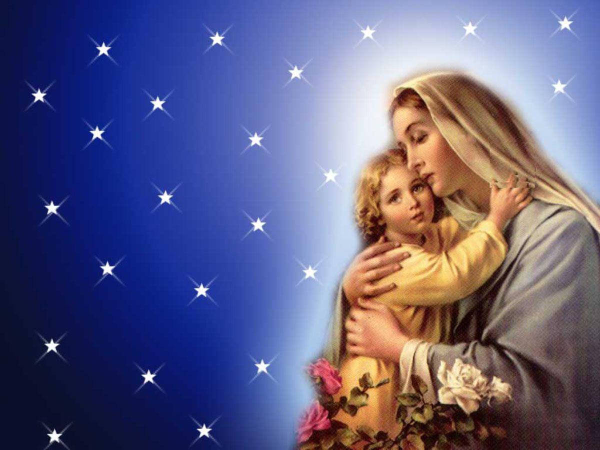 The Virgin Mary Starry Backdrop Background