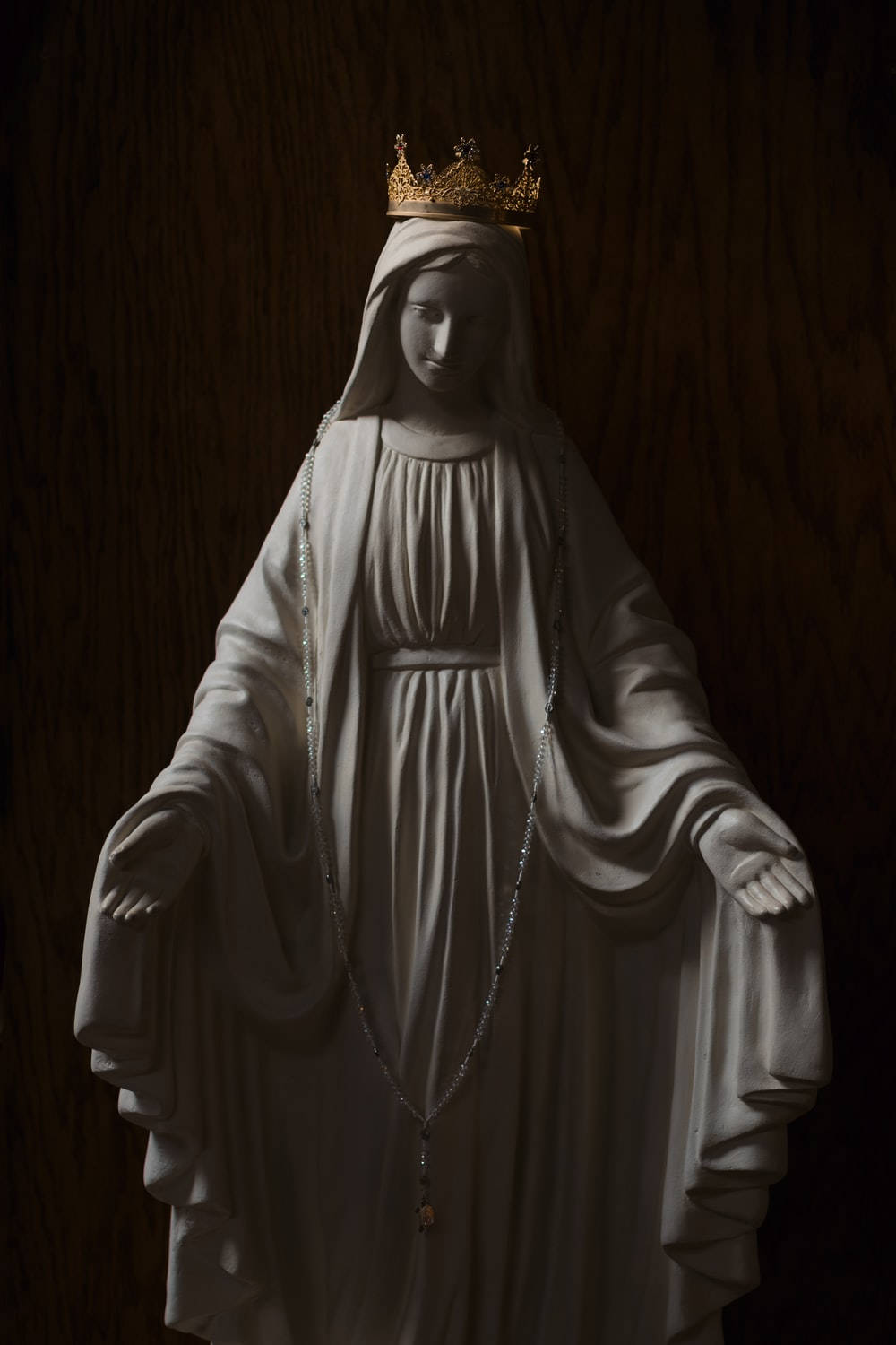 The Virgin Mary Statue Dark Background