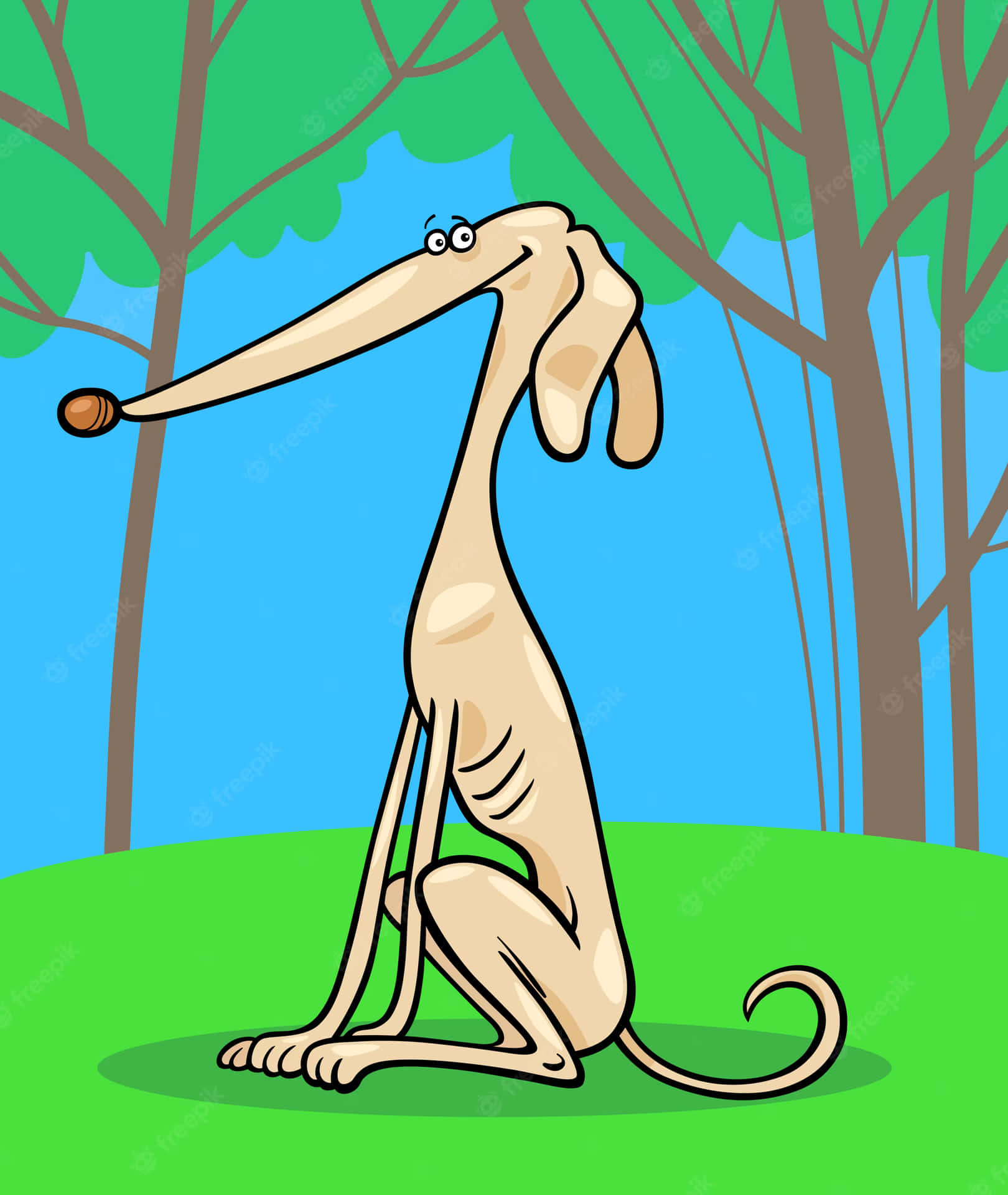 The Visual Tale Of An Emaciated Greyhound Dog In Cartoon Form Background
