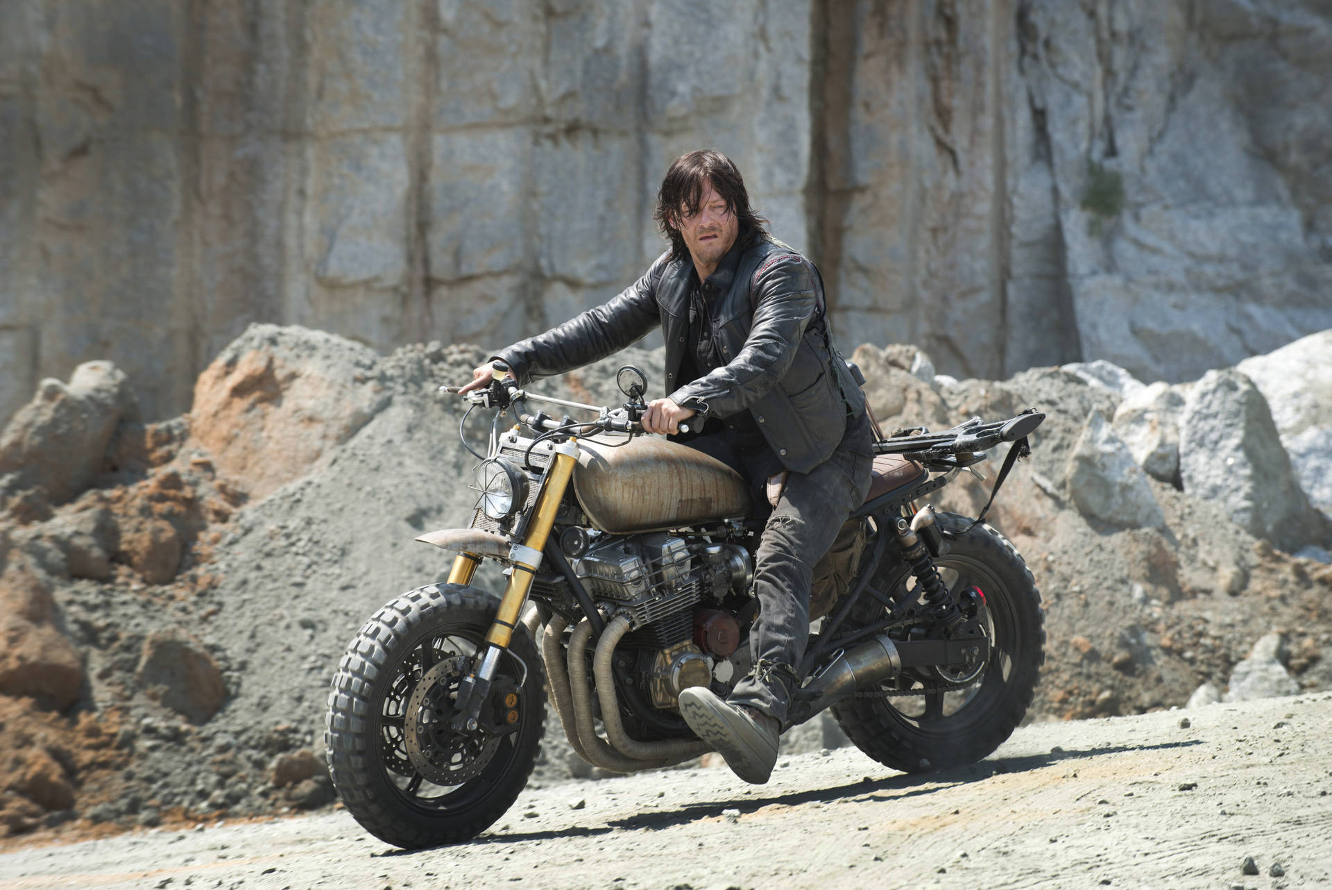 The Walking Dead Daryl On Motorbike Background