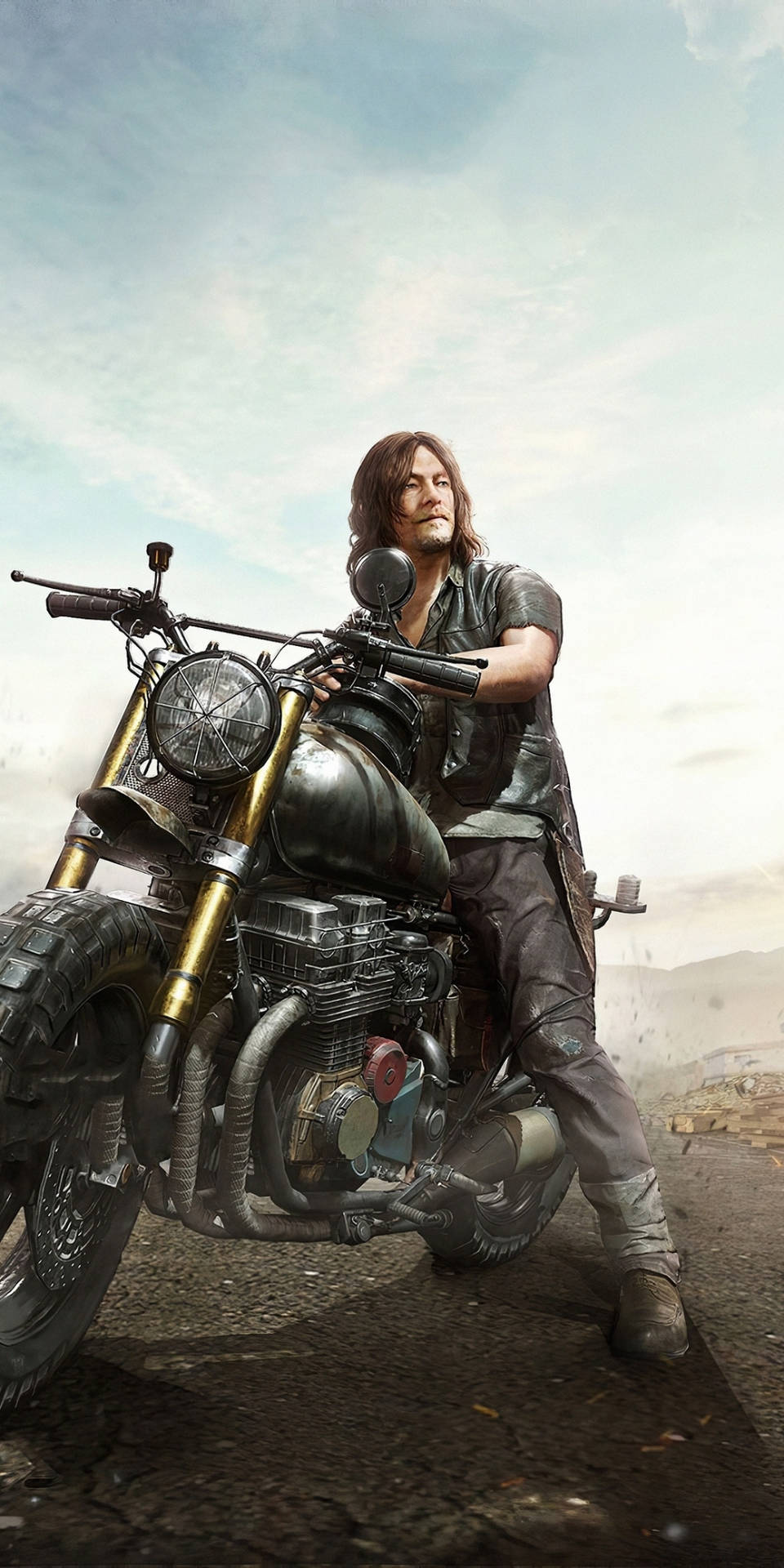 The Walking Dead Daryl On Motorcycle Background