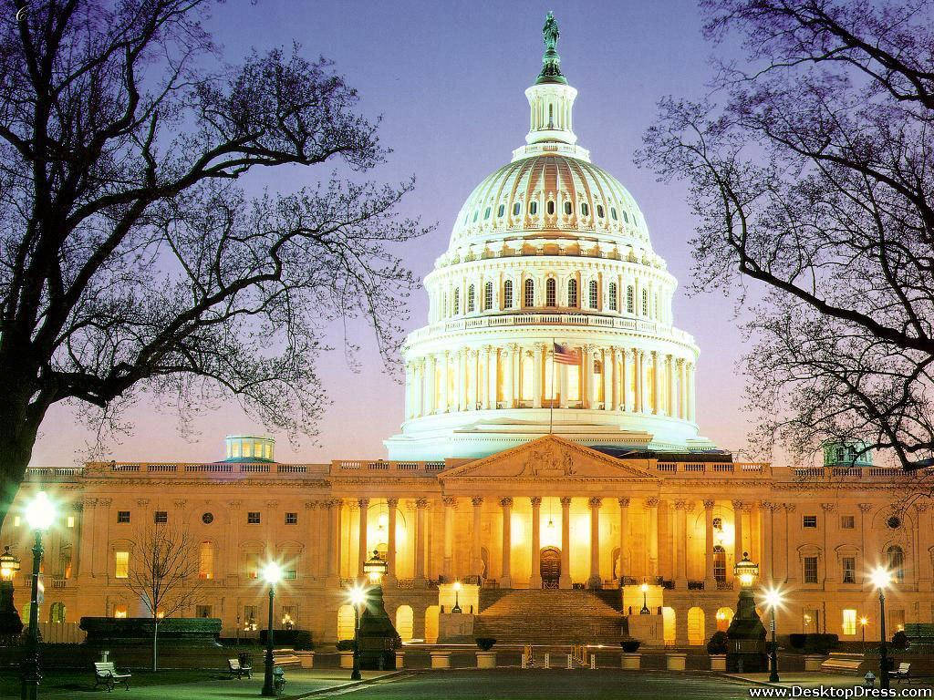 The White House With Gold Yellow Lights