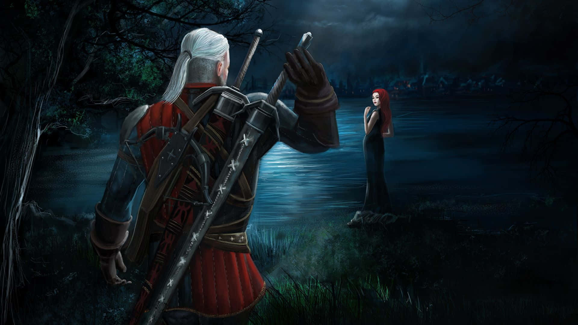 The Witcher 1920x1080 Geralt And Triss Background
