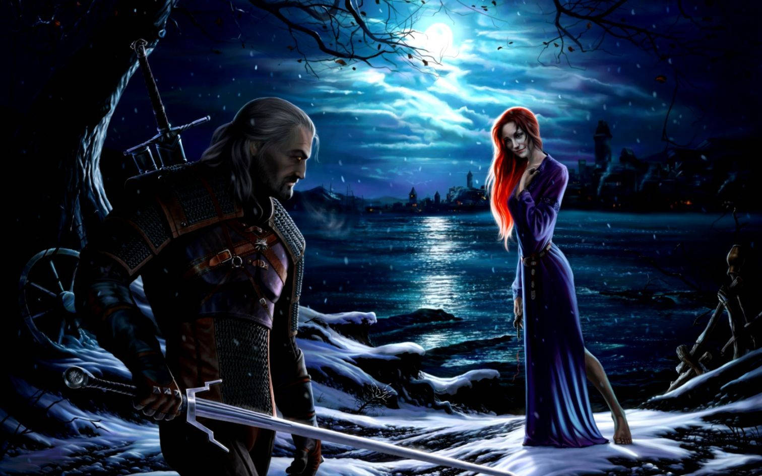 The Witcher 3 Geralt And Triss By The Lake