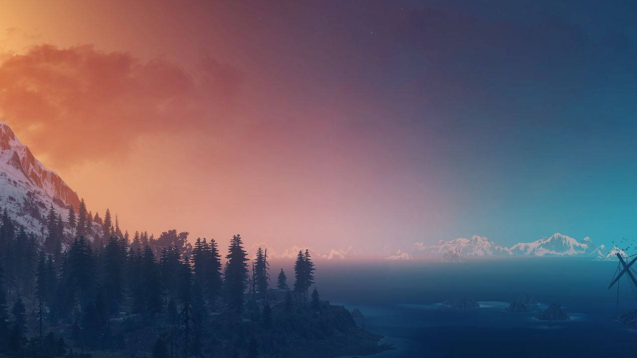 The Witcher 3 Wild Hunt Mountain Sunset Landscape