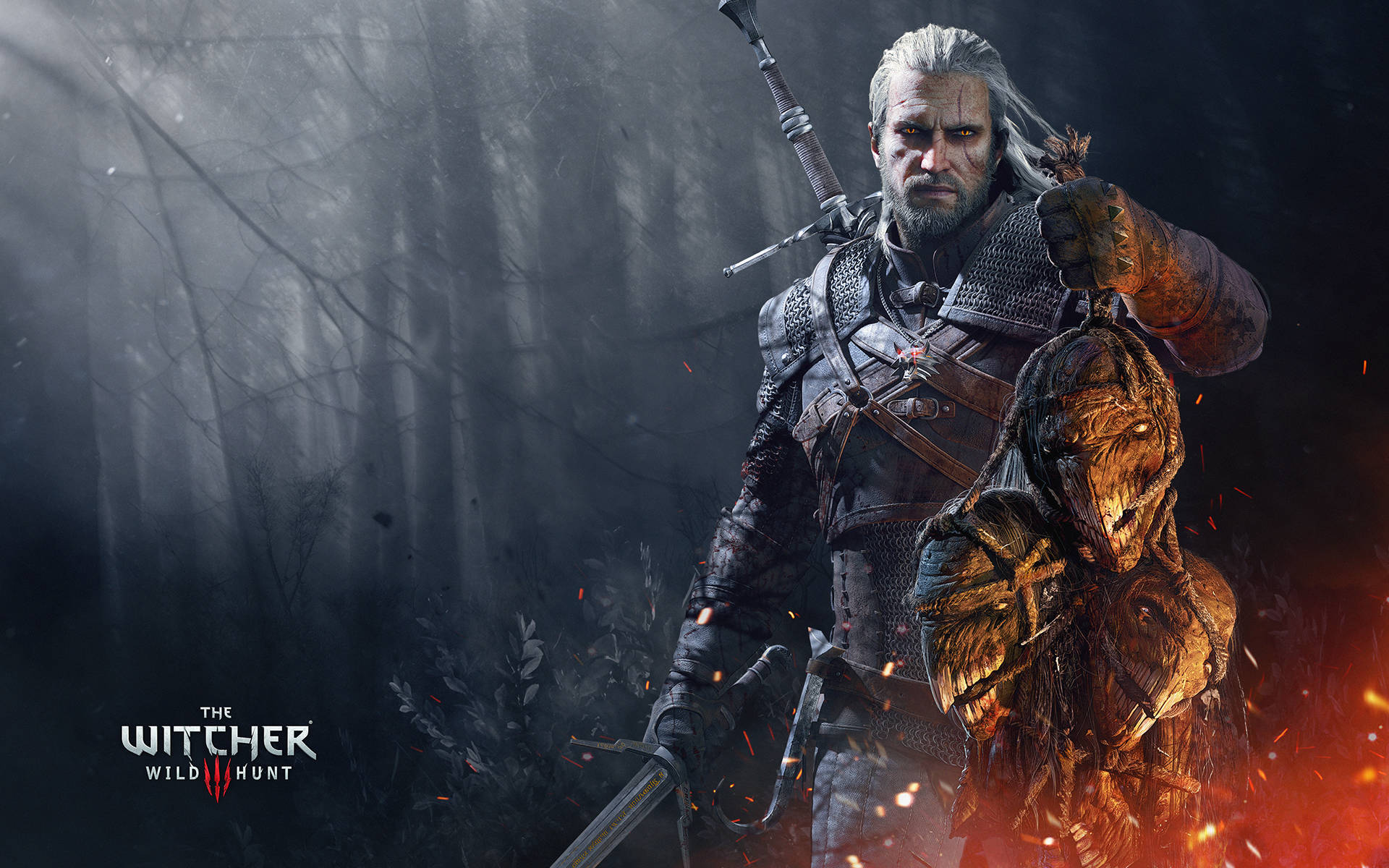 The Witcher Geralt And Beheaded Monsters Background