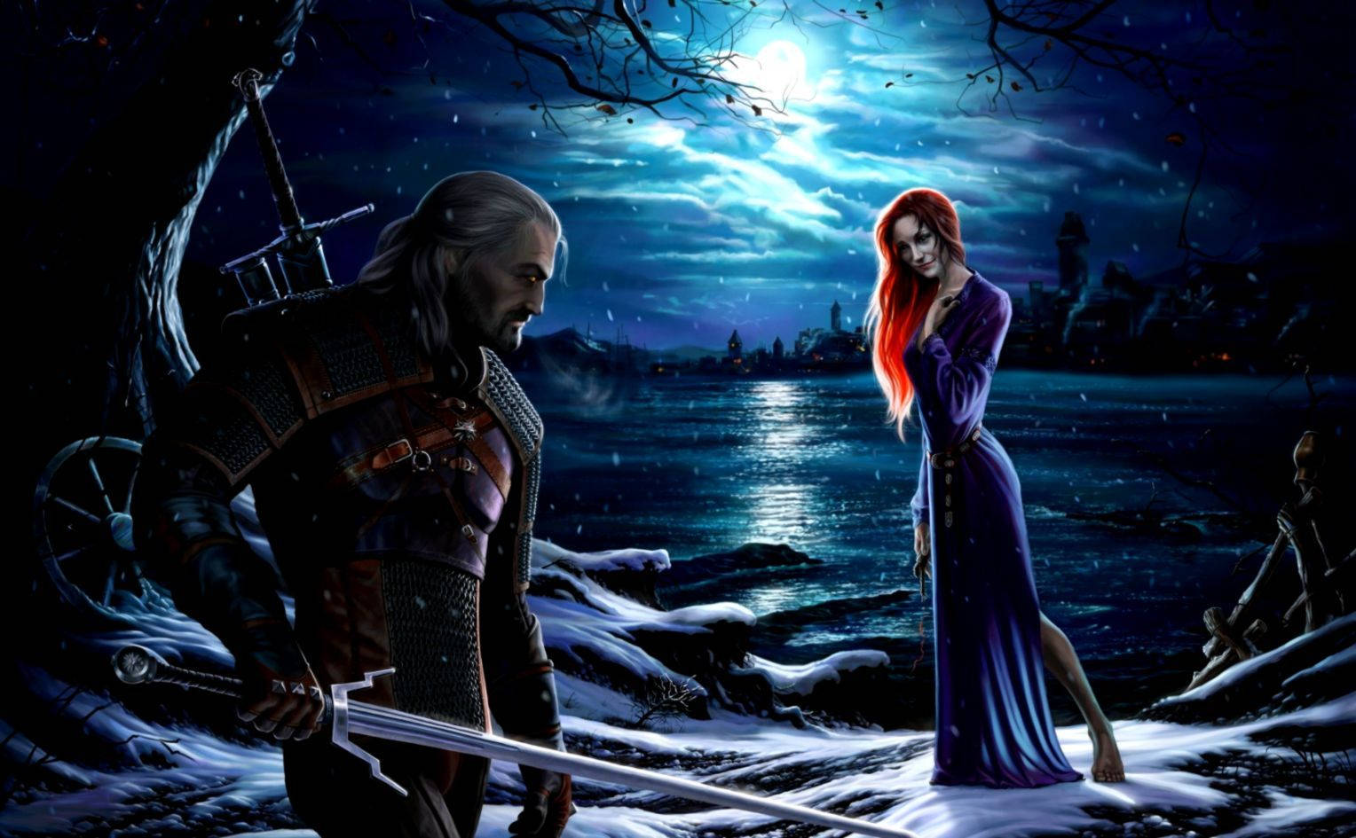 The Witcher Geralt And Bruxa Art Background