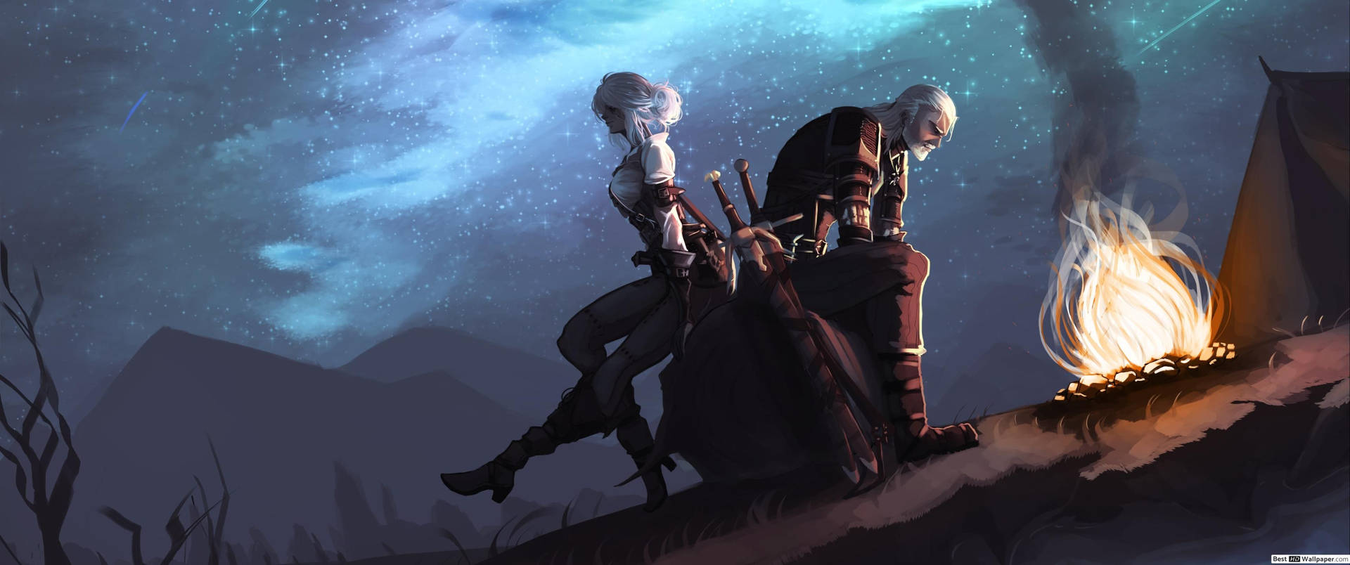 The Witcher Geralt And Ciri Fan Art Background