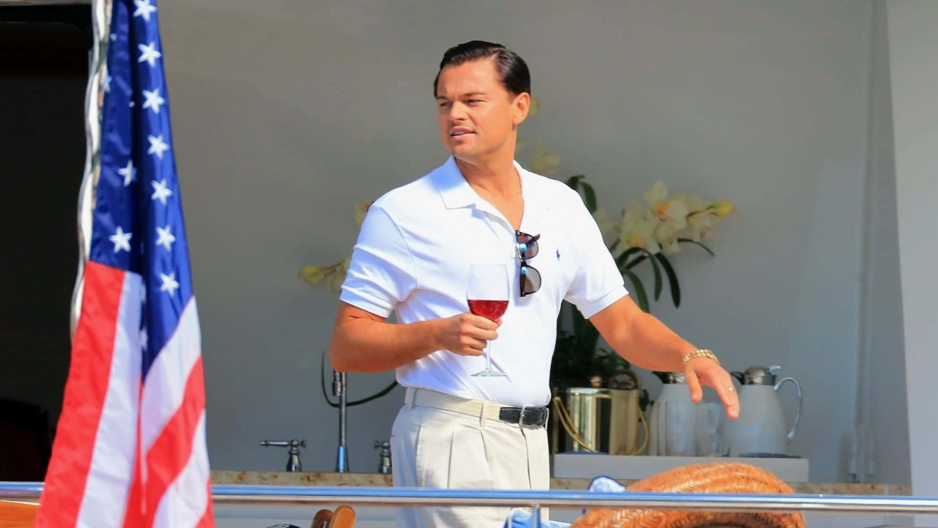 The Wolf Of Wall Street, Leonardo Dicaprio In The Iconic Movie Background