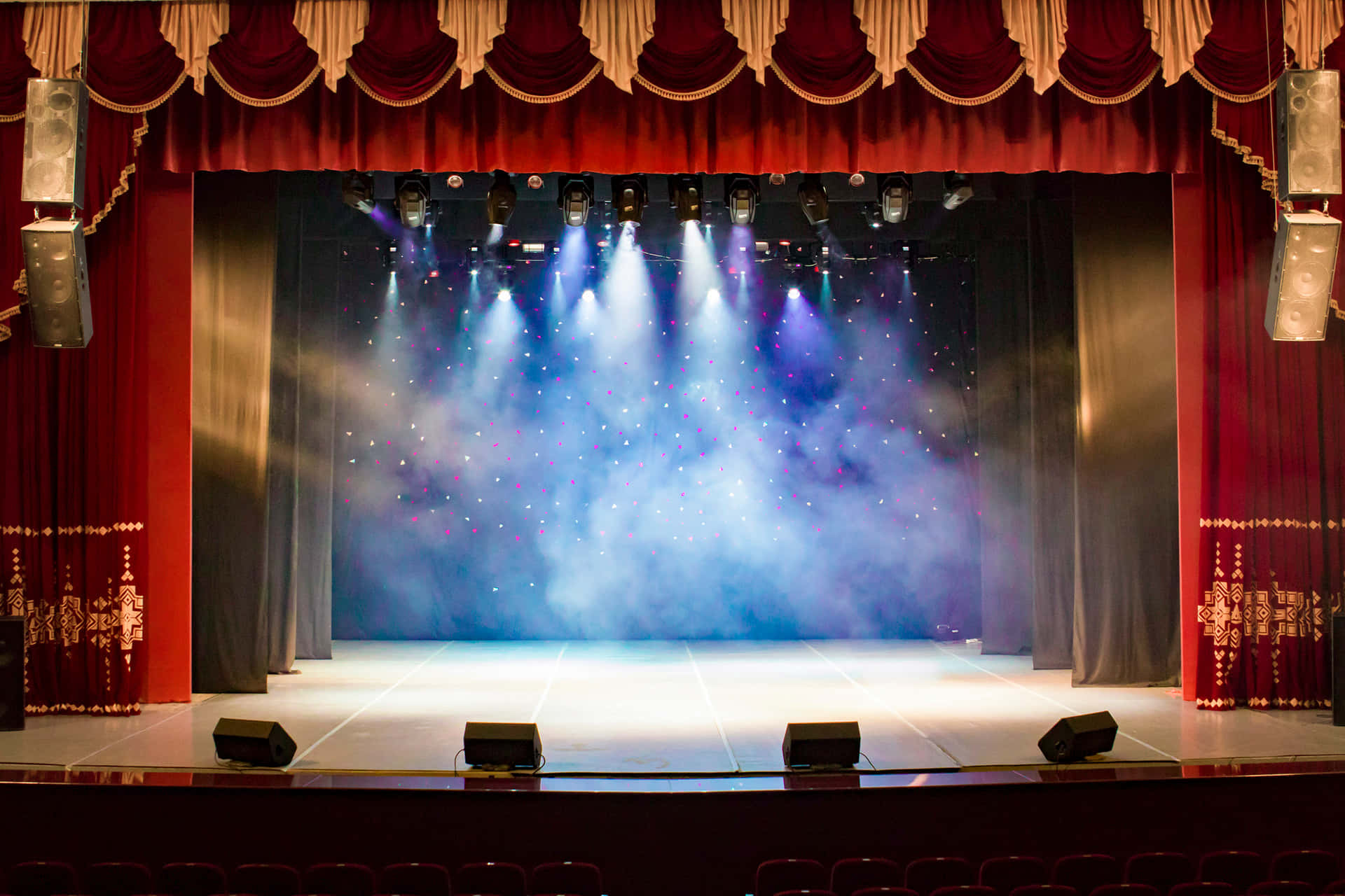 Theater Stage With Foggy Effect Background