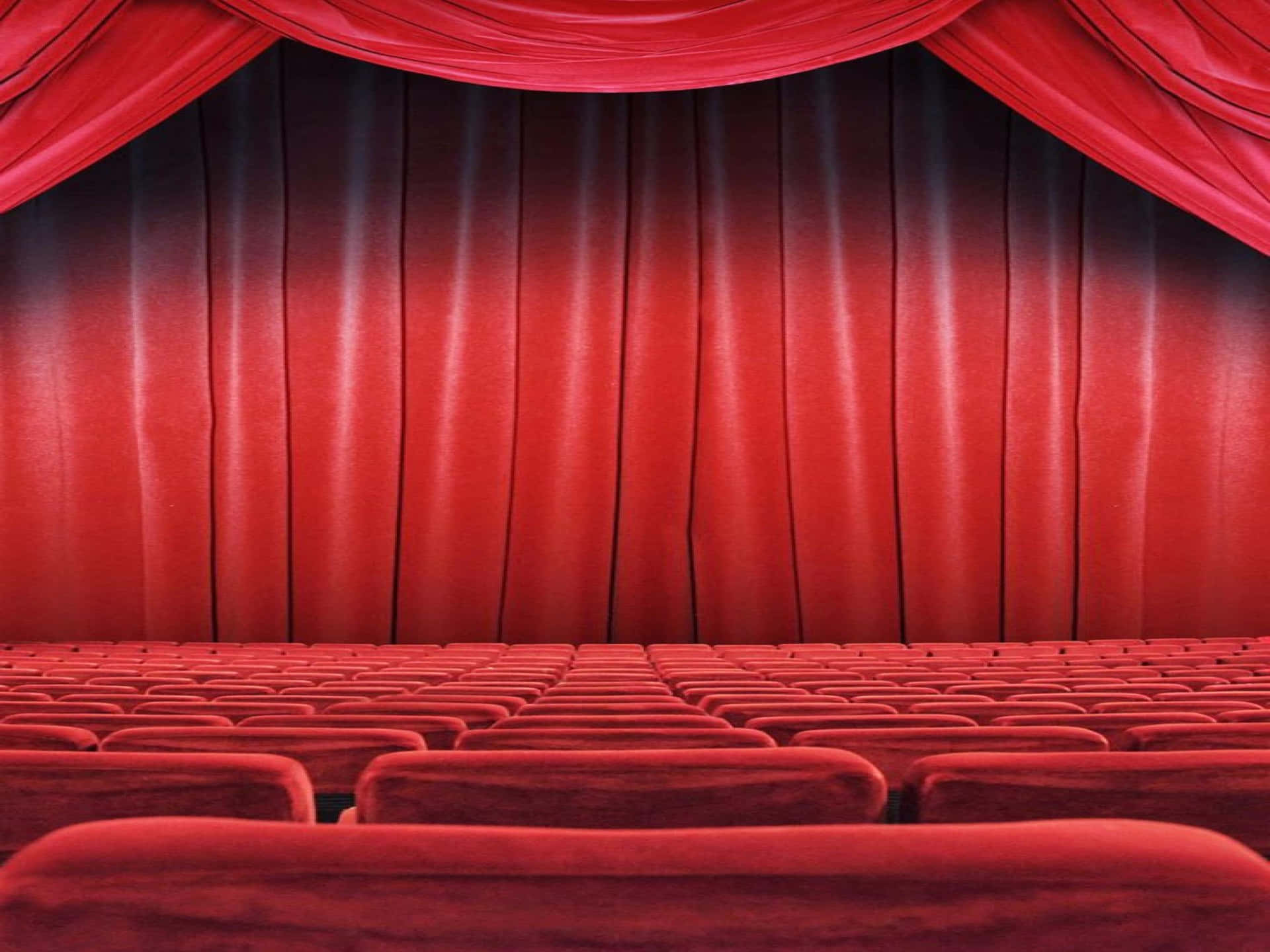 Theater With Glossy Red Curtains