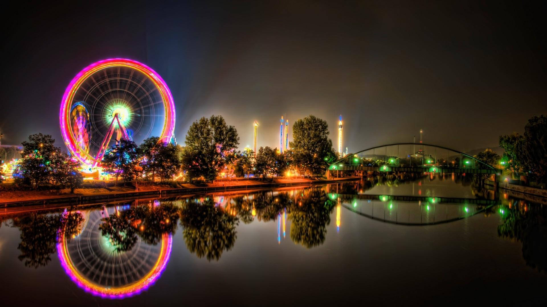 Theme Park Night Lights Background