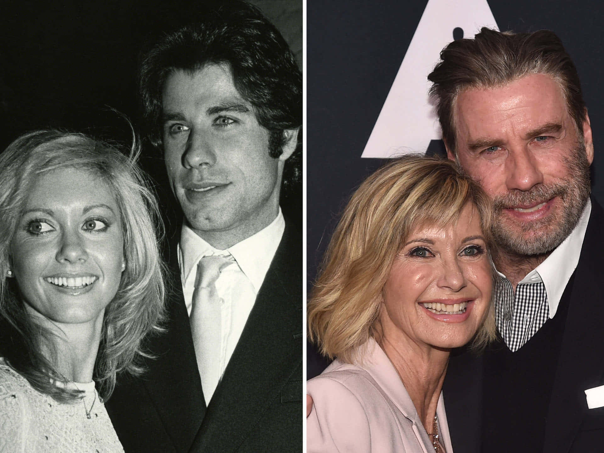 Then And Now Travolta And Olivia Newton John Background