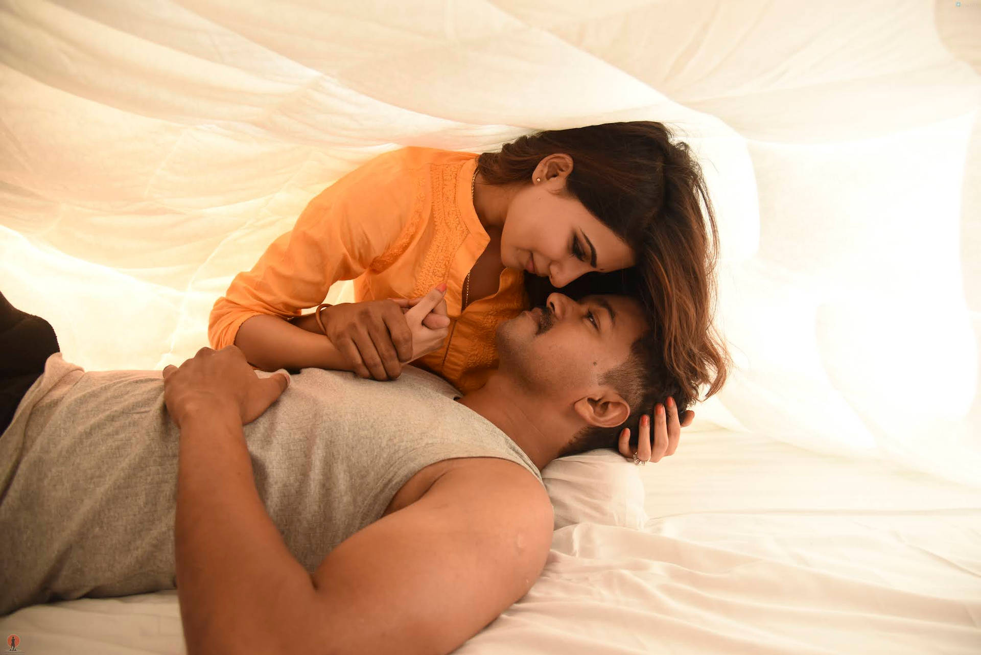 Theri Movie Couple Under Bedsheet Background