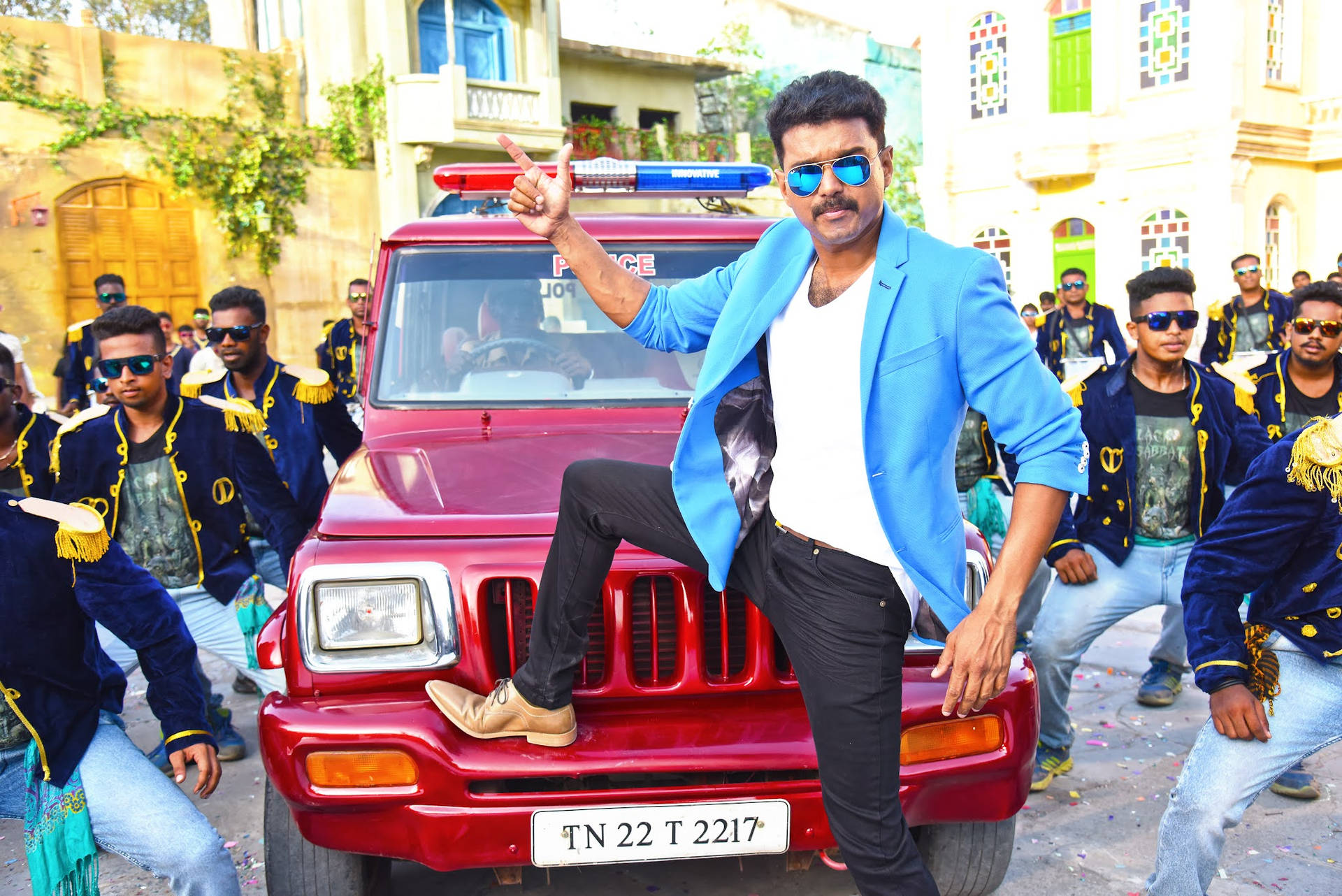 Theri Movie Red Police Car