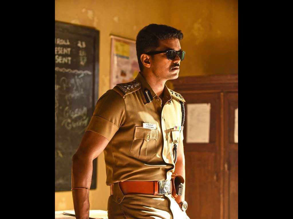 Theri Movie Uniformed Vijay Background