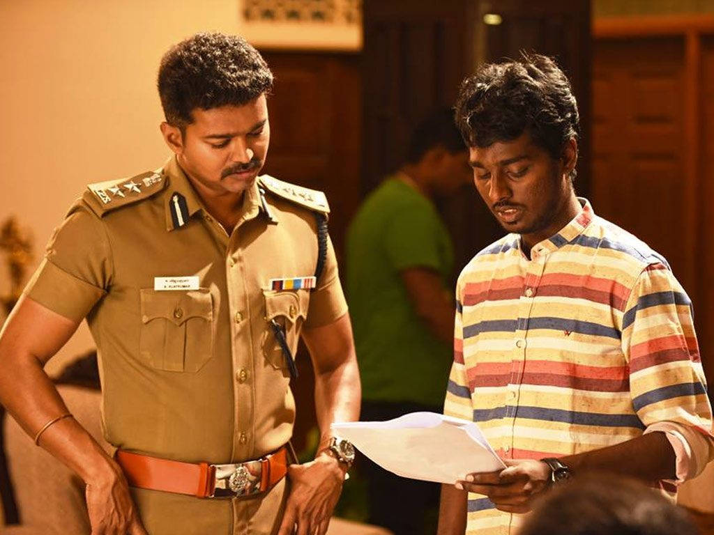 Theri Movie Vijay In Uniform Background