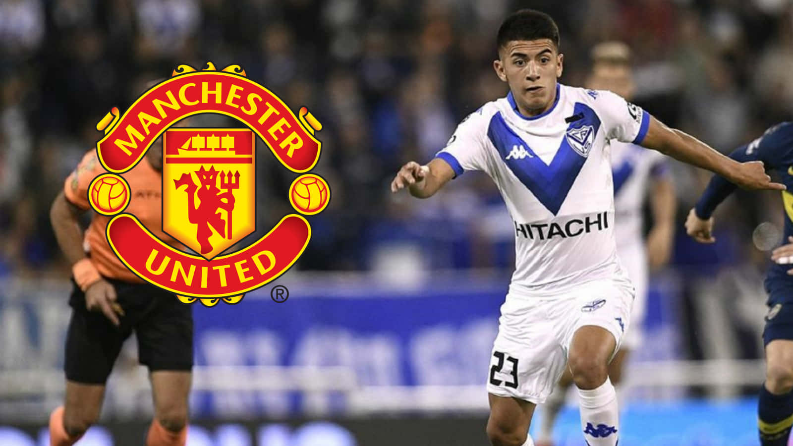 Thiago Almada With Manchester United Logo Background