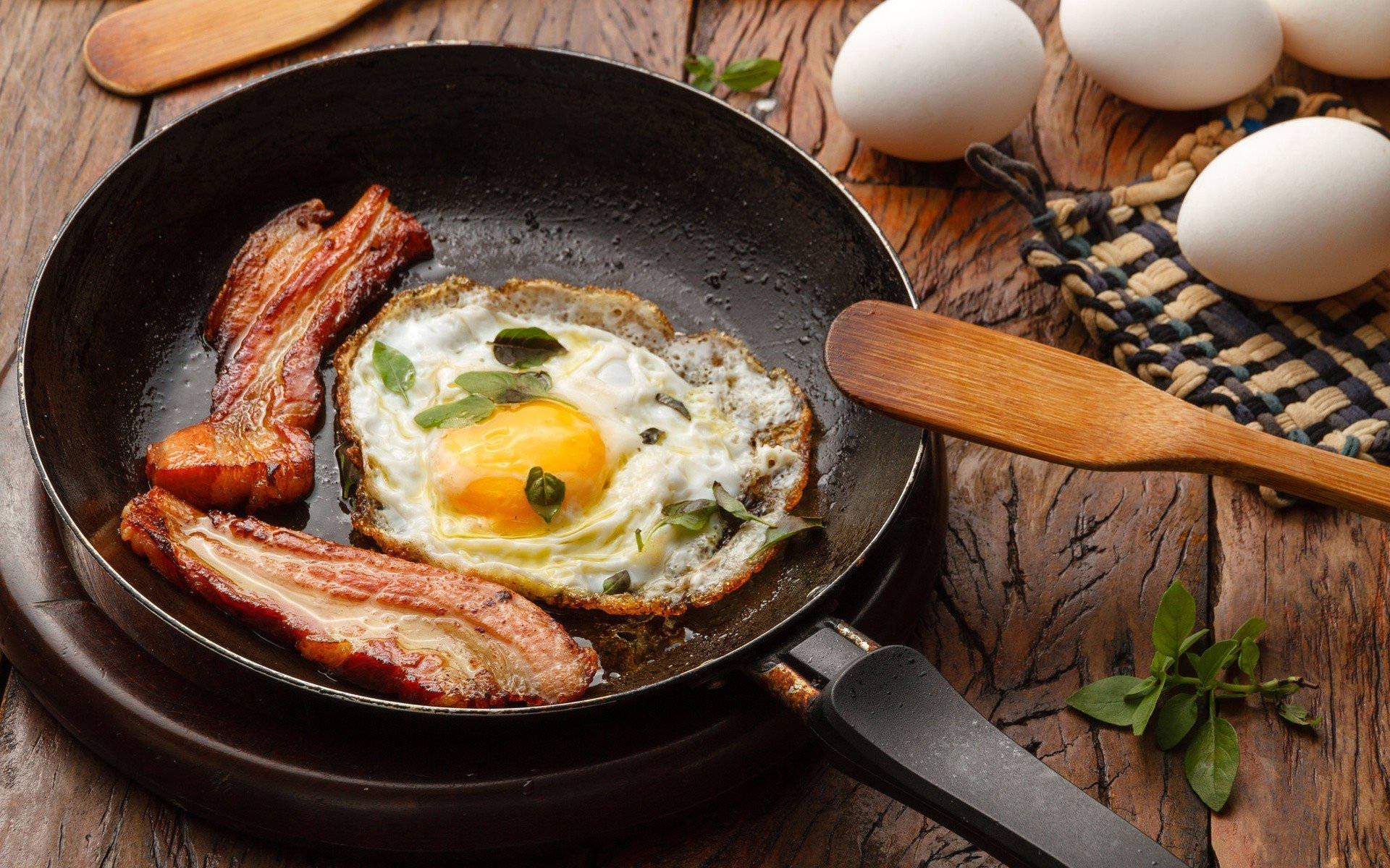 Thick Bacon Strips With A Side Of Egg Background