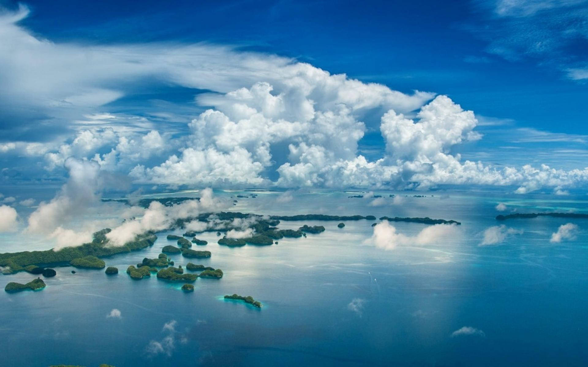 Thick Clouds Covering Palau Islands Background