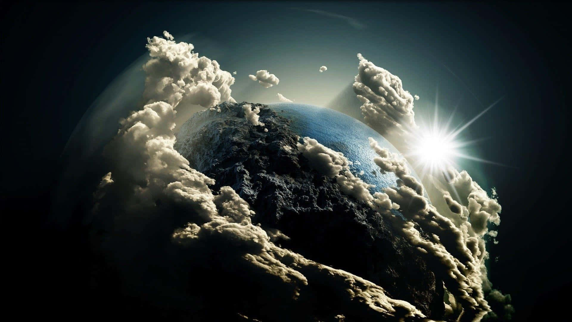 Thick Clouds Surrounding The Earth Background