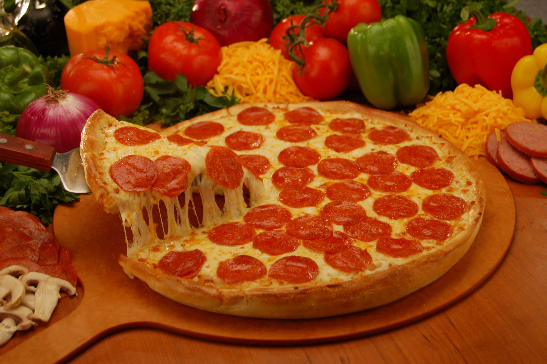 Thick Pepperoni Pizza Background