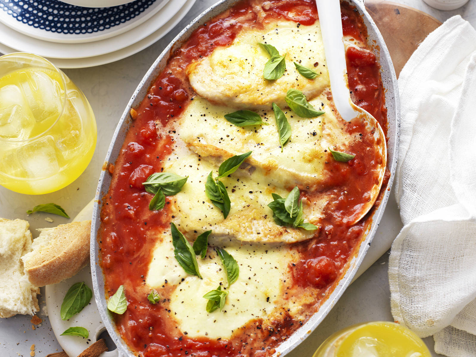 Thick Sauce Overload Parmigiana Casserole Background