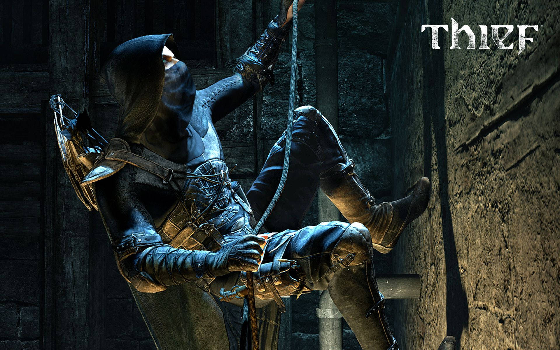 Thief Climbing The Wall Background