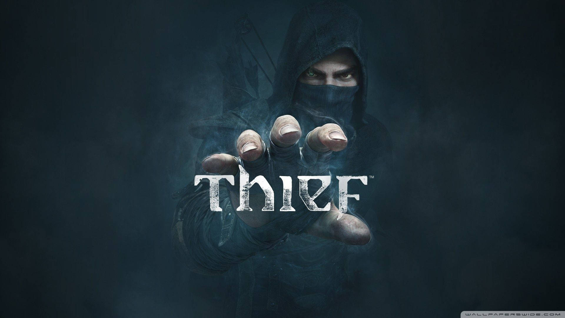 Thief Holding Word Thief Background