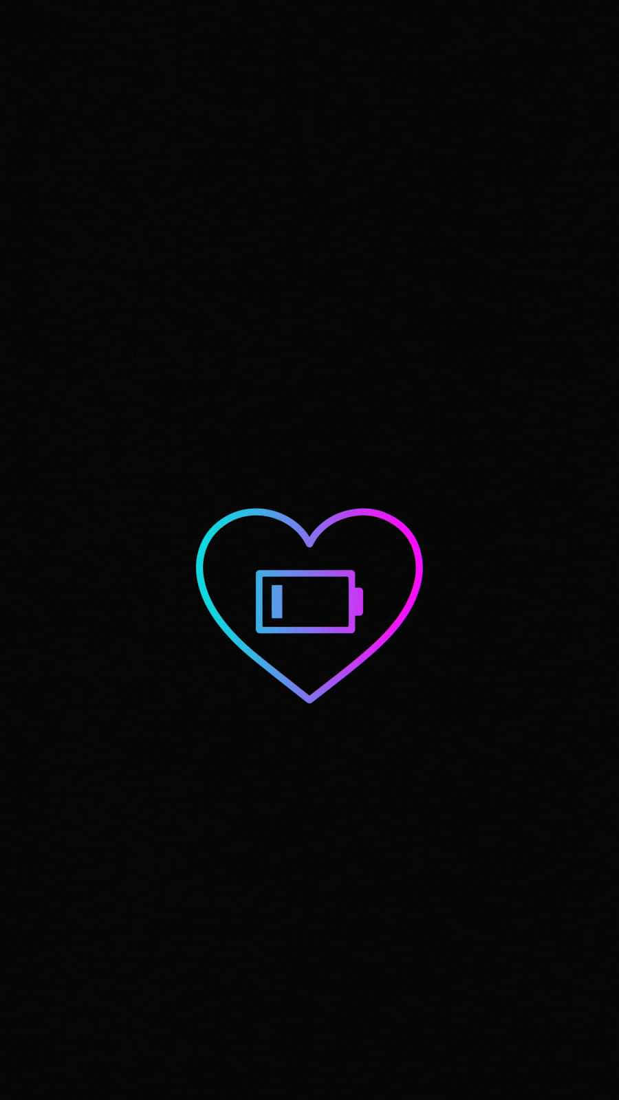 Thin Bar Battery In Neon Heart Background