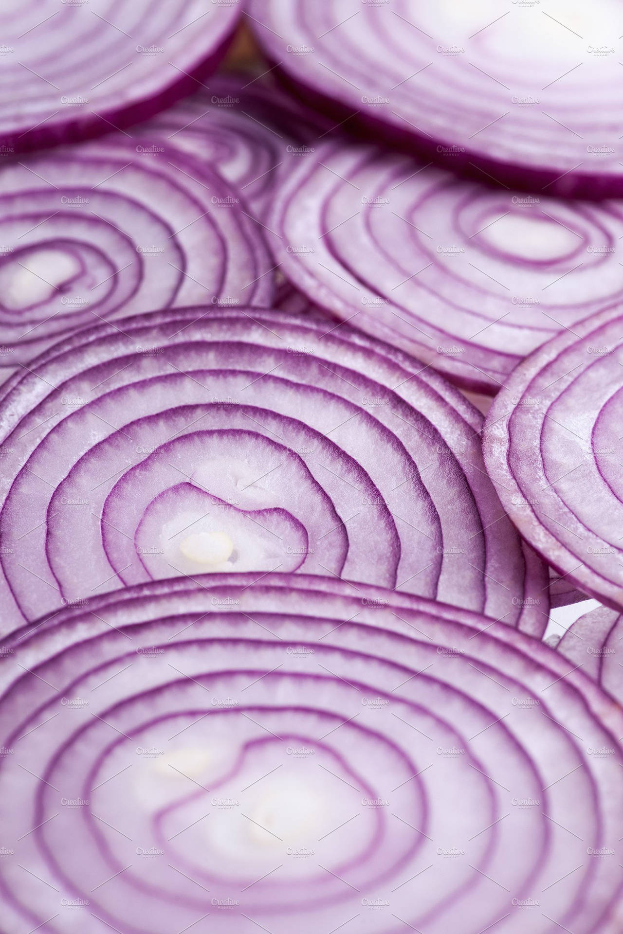 Thin Cut Slices Red Onion Vegetables Portrait