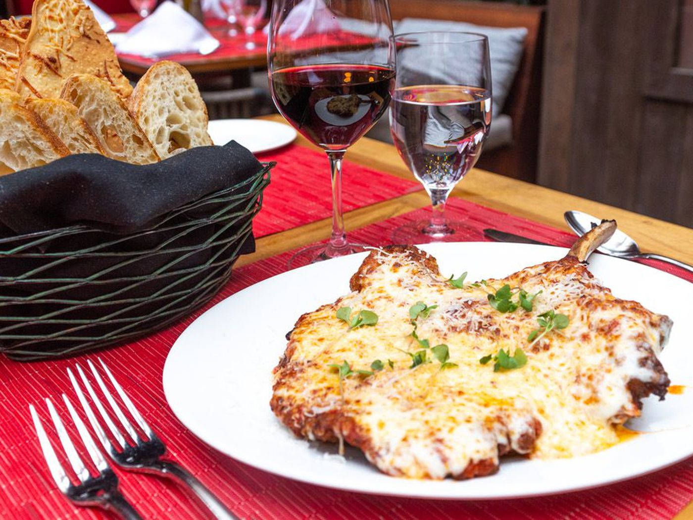 Thin Veal Chop Parmigiana Dinner Background